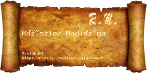 Röszler Madléna névjegykártya